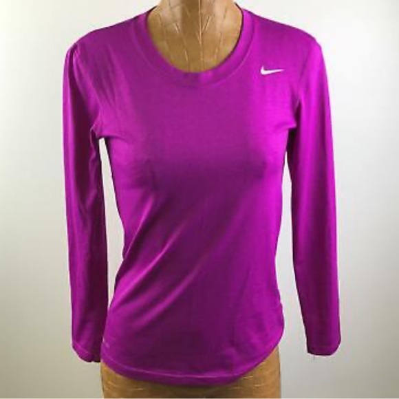 Nike Tops - NIKE Dri-Fit Women's Dark Fuchsia Long Sleeve Performance Tee Top S